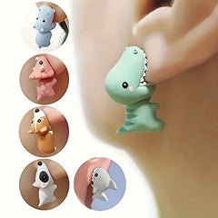 Animal Cartoon Stud Earrings Funny Bite Ear Piercing Jewelry