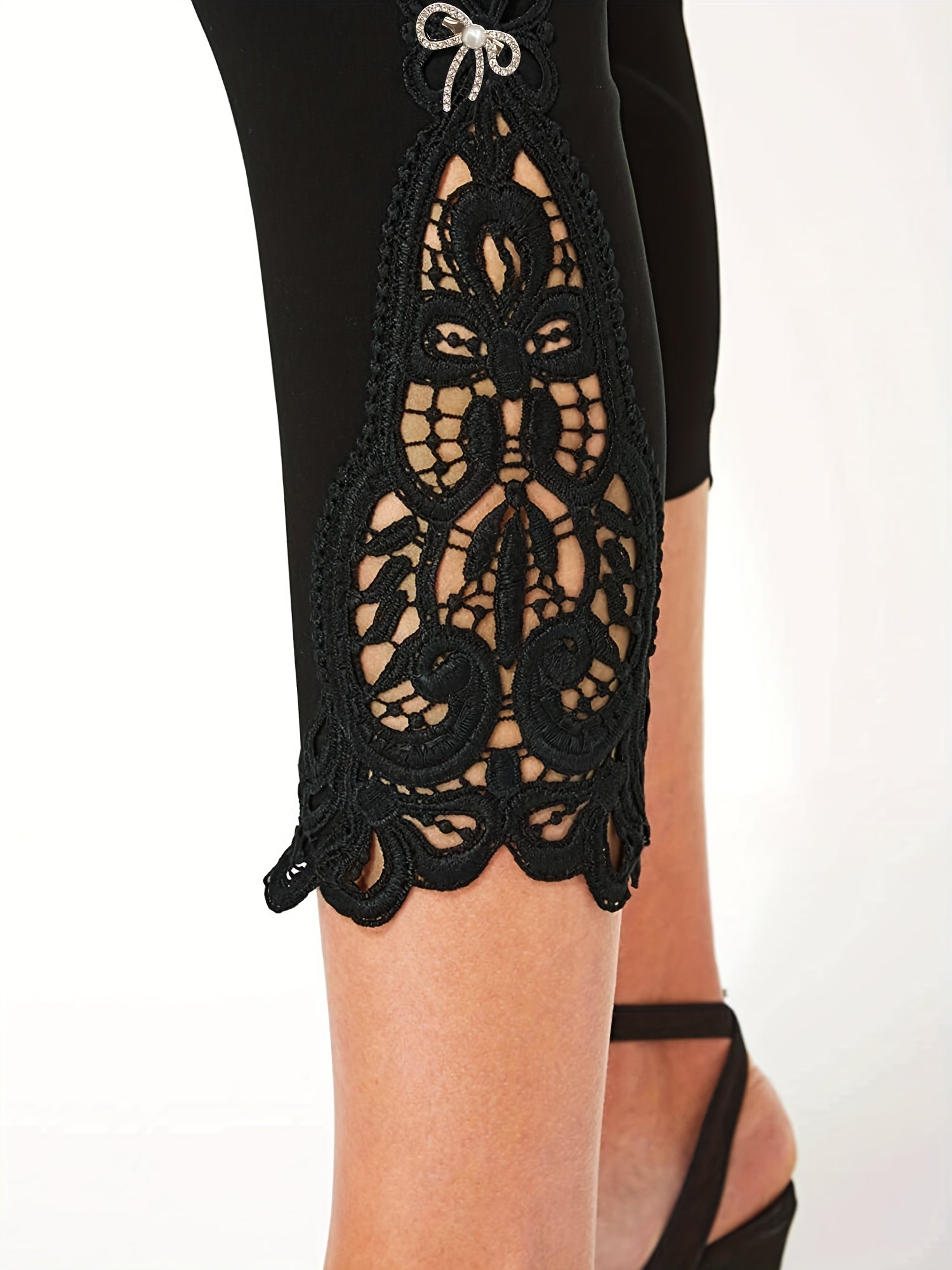 Lace Skinny Capris Leggings for Women