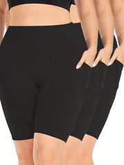 3-Pack Women's Plus Size Sporty Shorts Set High Rise Biker Shorts