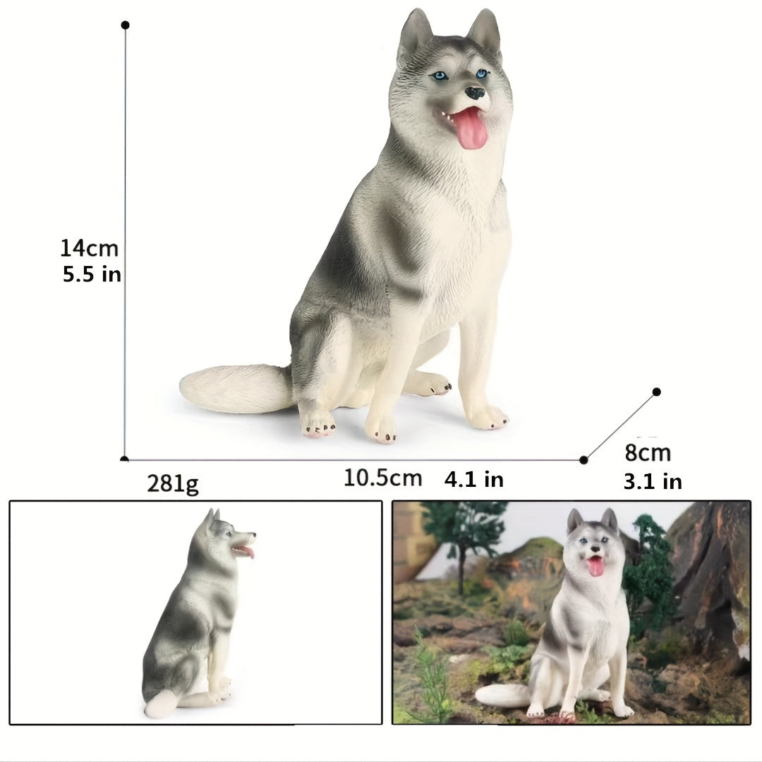 Siberian Husky Dog Figurine Realistic Plastic Animal for Collection