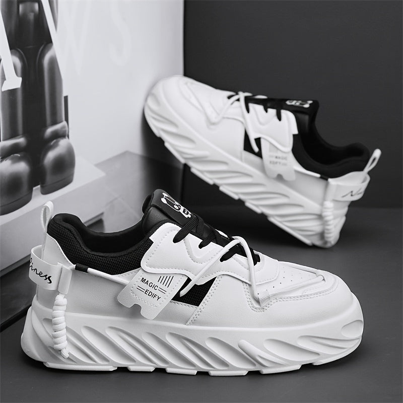 Men's Platform Lace-up Sneakers Easy to Clean Casual Walking Shoes