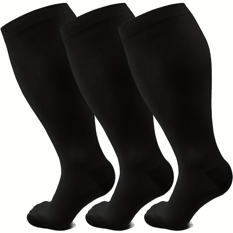 3 Pairs Plus Size XXL 20-30mmHg Compression Knee High Socks
