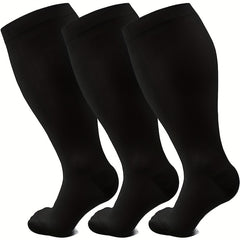 3 Pairs Plus Size XXL 20-30mmHg Compression Knee High Socks