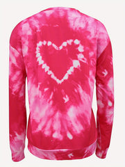 Tie Dye Heart Print Crew Neck Sweatshirt