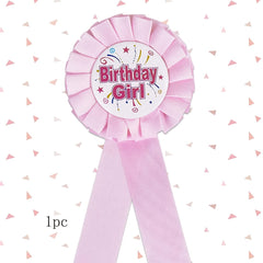 Flower Shaped Letter Graphic Birthday Party Badge
