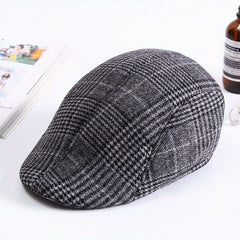 Men's Retro Cap Plaid Hat for Autumn and Winter