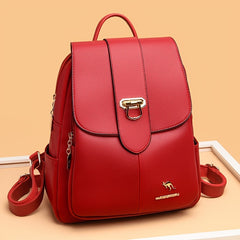 Faux Leather Buckle Flap Backpack for Women