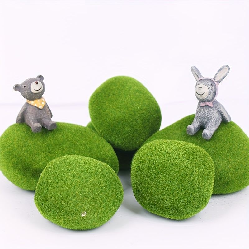 6pcs False Moss Green Stone Bonsai Decoration
