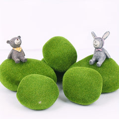 6pcs False Moss Green Stone Bonsai Decoration