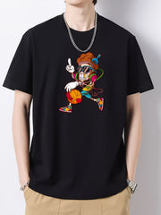 Men's Cartoon Basketball Pattern T-shirt