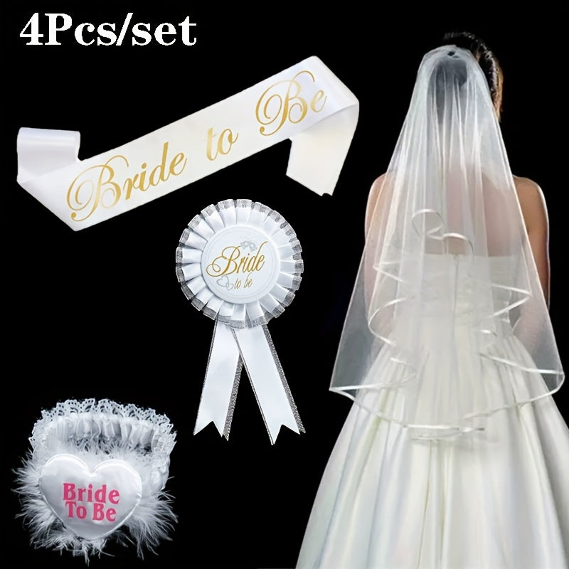 Bride To Be Wedding Set 4pcs Golden Lettering Perfect for Bridal Showers