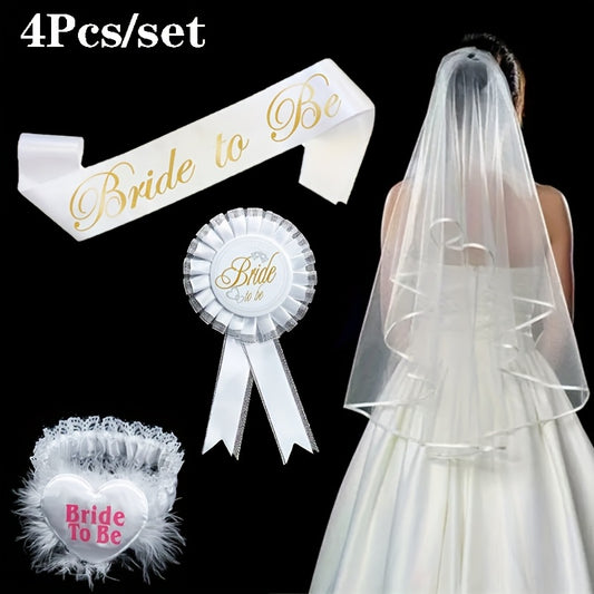 Bride To Be Wedding Set 4pcs Golden Lettering Perfect for Bridal Showers