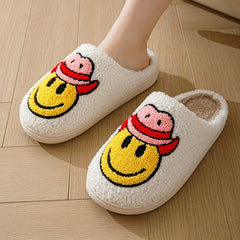 Men's Cozy Smiling Face House Slippers Winter Shoes