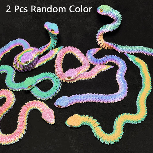 2pcs 3D Printed Snake Toys Colorful & Playful Perfect for Festive Home Decor