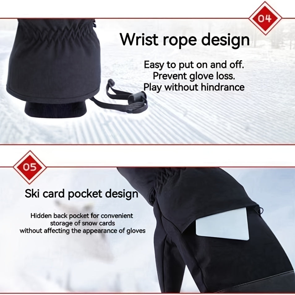 Snowboard Gloves Waterproof Touch Screen Inner Five Finger Warm Keeping Gloves