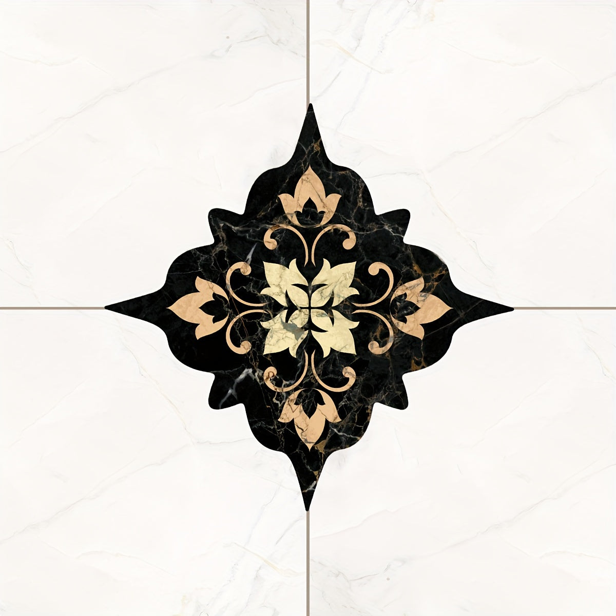 21pcs Dark Moroccan Pattern Tiles Stickers Waterproof Floor Decor