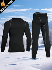 Men's Thermal Sports Set Quick Dry Warm Compression Long Sleeve Shirt & Leggings