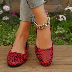 Women's Geometric Pattern Slip-On Flat Shoes Lightweight Walking Shoes