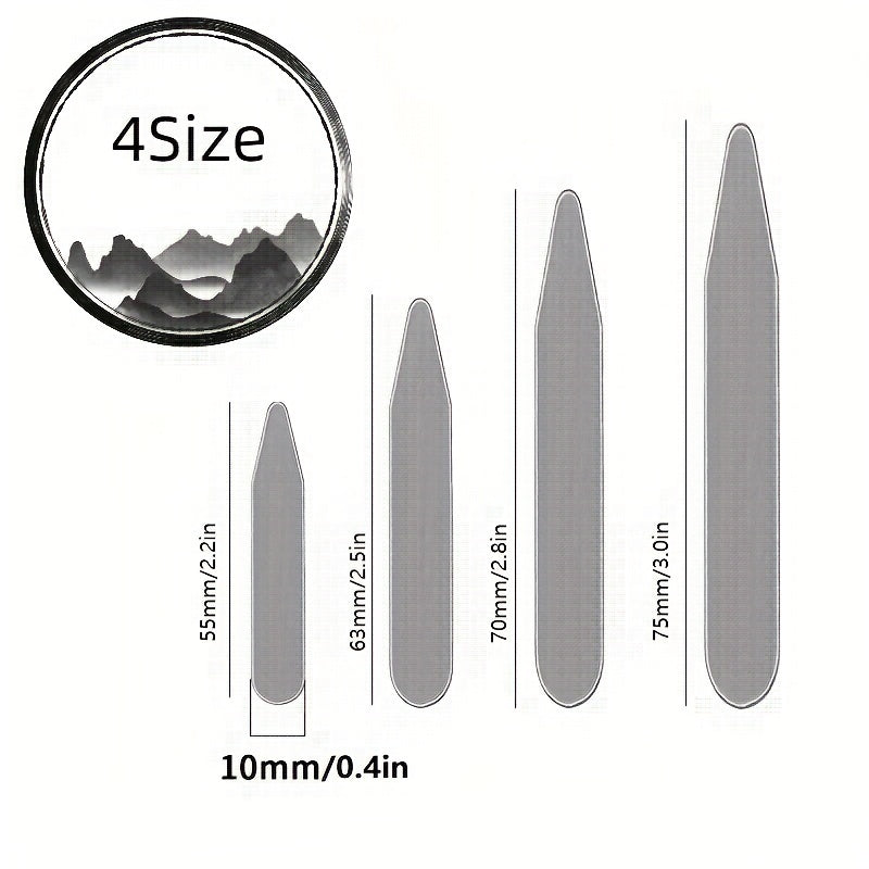10pcs Metal Collar Brackets for Formal Shirts in 4 Sizes