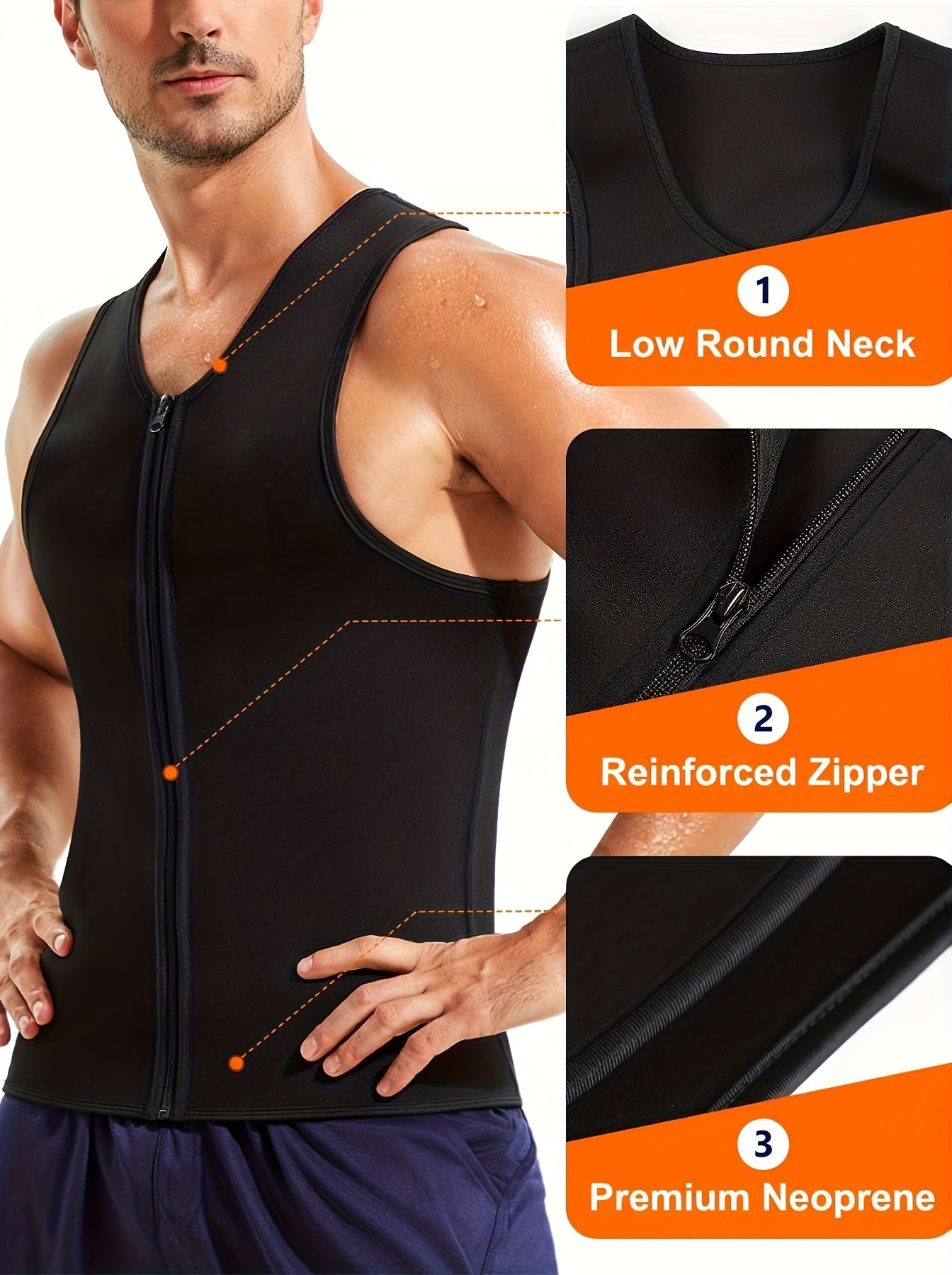 Men's Neoprene Sauna Suit Waist Trainer Vest Body Shaper Tank Top