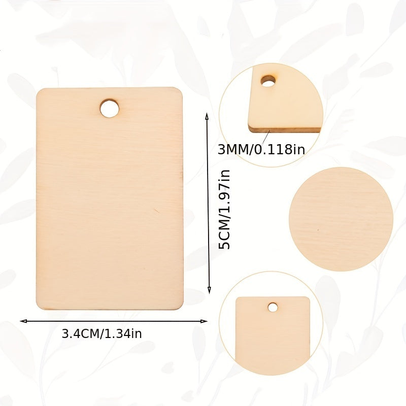 50pcs Wooden Geometric Ornaments Home Decoration Wood Chips Rectangle