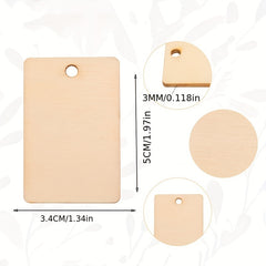 50pcs Wooden Geometric Ornaments Home Decoration Wood Chips Rectangle