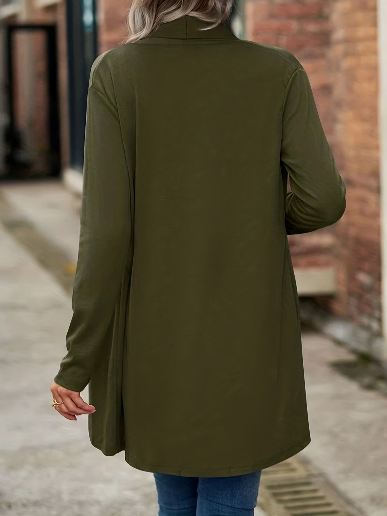 Solid Jacket Casual Open Front Outerwear Women's Clothing