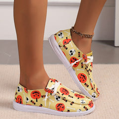 Scary Pumpkin Pattern Slip On Sneakers Lightweight Comfortable Boat Shoes