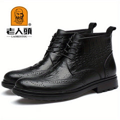 Men's Scale Print High Top Lace Up Boots Assorted Colors Walking Shoes