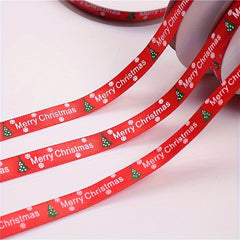Christmas Gift Wrapping Ribbon Silk Tree Pattern Red Ribbon 866 Inches