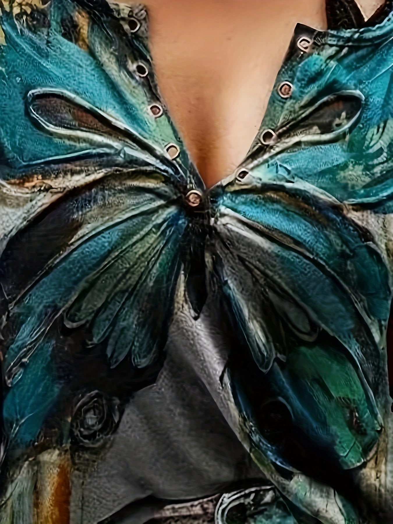 Butterfly Print V Neck Tank Top Sleeveless Casual Summer Women's Clothing