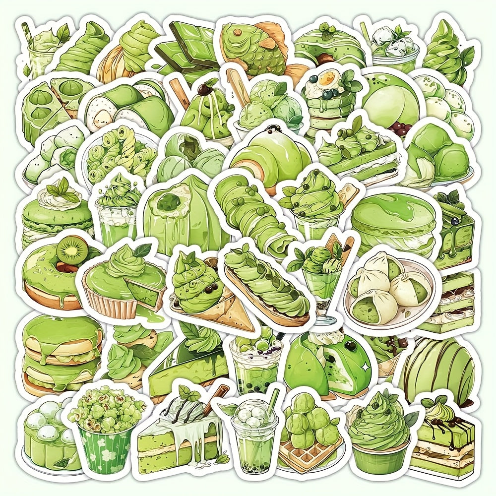 55pcs Green Tea Anime Stickers for Laptops Water Bottles Gift Bags
