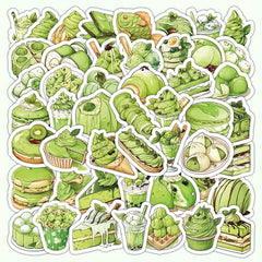 55pcs Green Tea Anime Stickers for Laptops Water Bottles Gift Bags