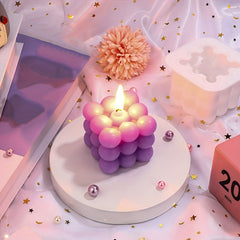 2pcs Multi Bubble Cube Candle Silicone 3D Aromatherapy Gypsum Candle Mold