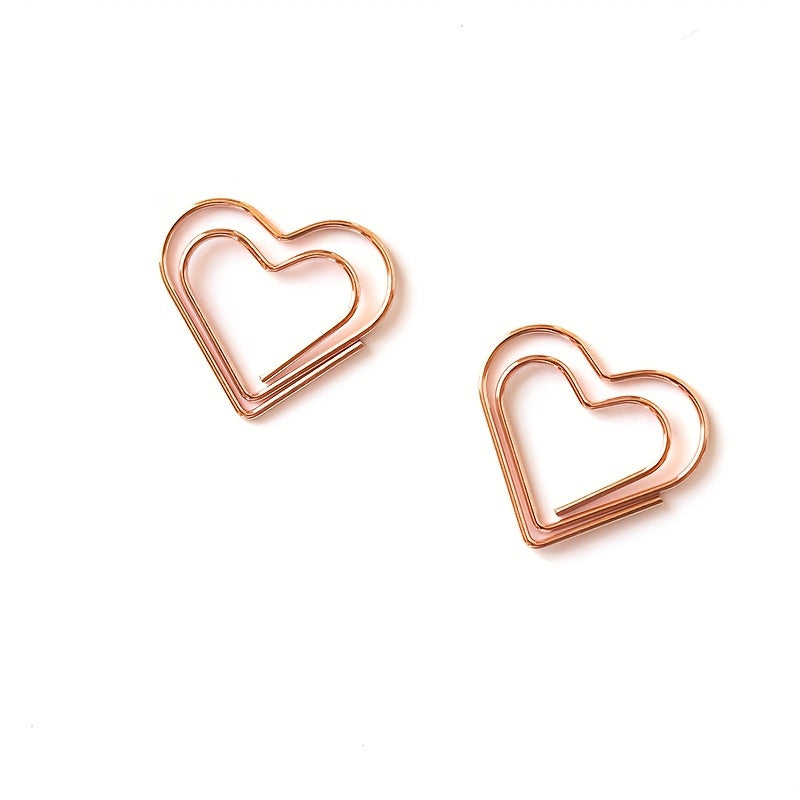 10pcs Heart Shaped Paper Clips Colorful Office Stationery Metal Paper Clips
