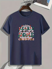 Christmas Letter Print Men's Sports T-shirt - Gift for Fitness Enthusiasts