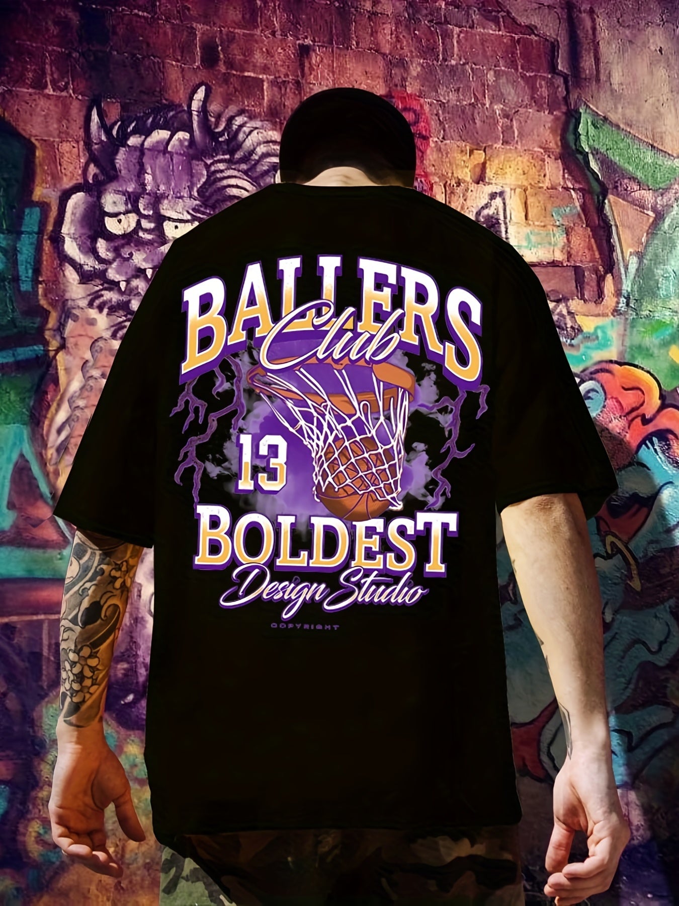 Men's Basketball Graphic T Shirt for Hip Hop Style