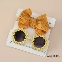 2pcs Girls Teen Flower Decor Sunglasses & Headband Set