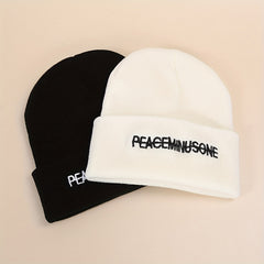Fashionable Sport Knit Beanie Hat Letter Embroidery Winter Warm Ski Cold Hat