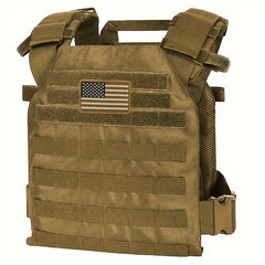Adjustable Combat Vest with US Flag Patch