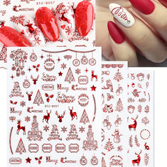 9pcs Christmas Nail Art Stickers Snowflake Elk Christmas Tree Nails