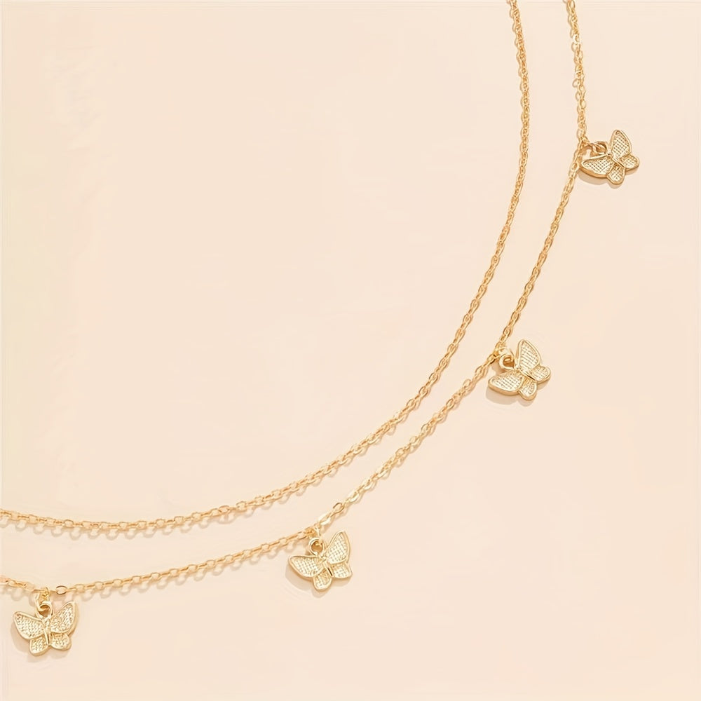 Butterfly Pendant Waist Chain Golden Silvery Metal Belly Chain