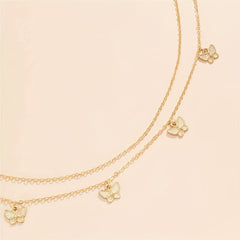 Butterfly Pendant Waist Chain Golden Silvery Metal Belly Chain
