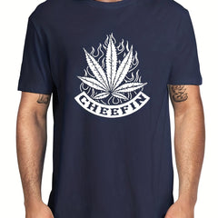Men's Leaf Graphic T shirt Stretch Breathable Tee Summer Outdoor