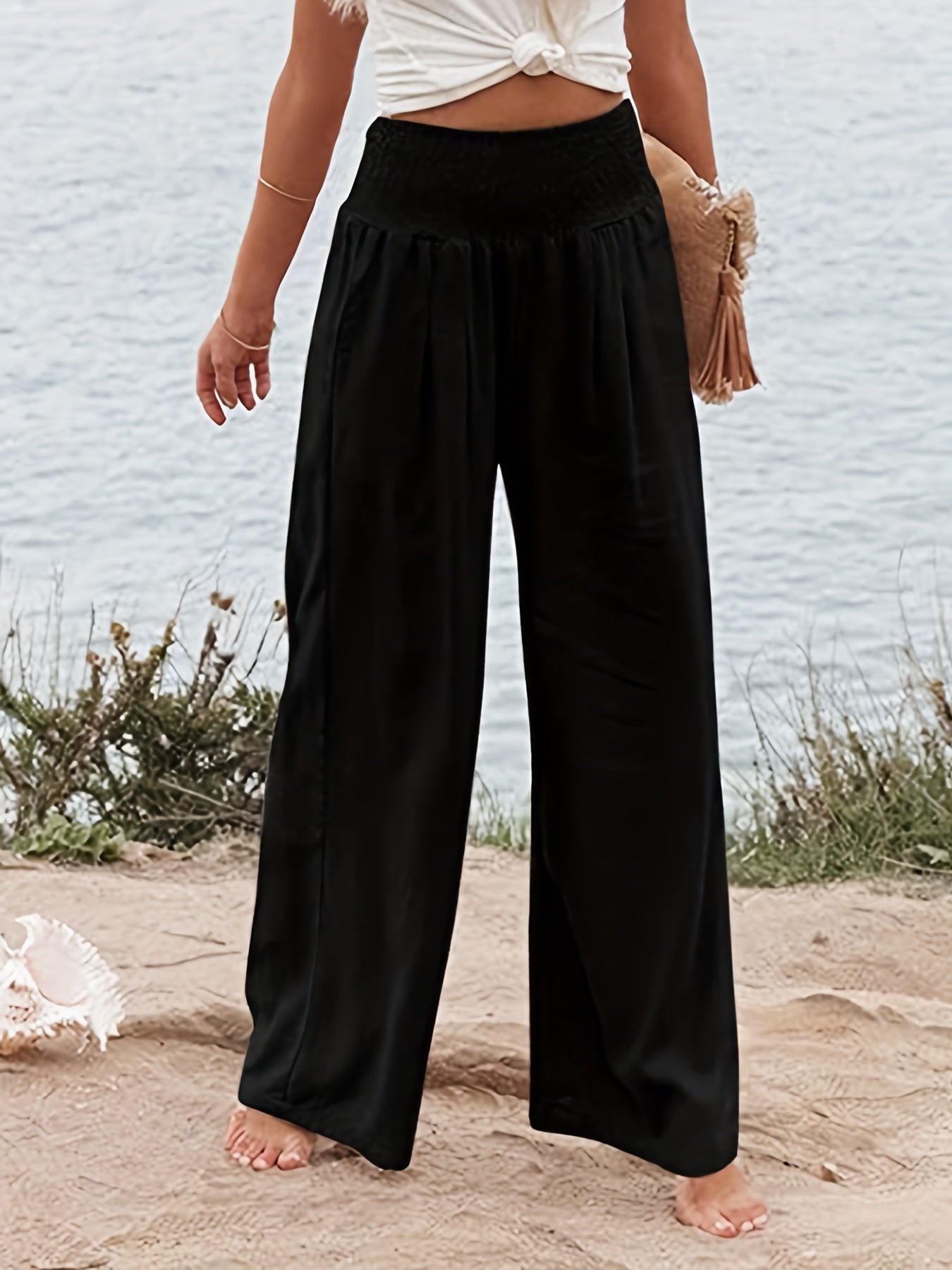 Smocked Waist Wide Leg Pants for Spring & Summer