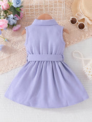 Baby Girls Sleeveless Dress with Belt for Summer