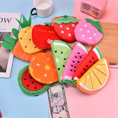 Plush Fruit Coin Purse Zipper Wallet Storage Bag Boys Girls Accessories