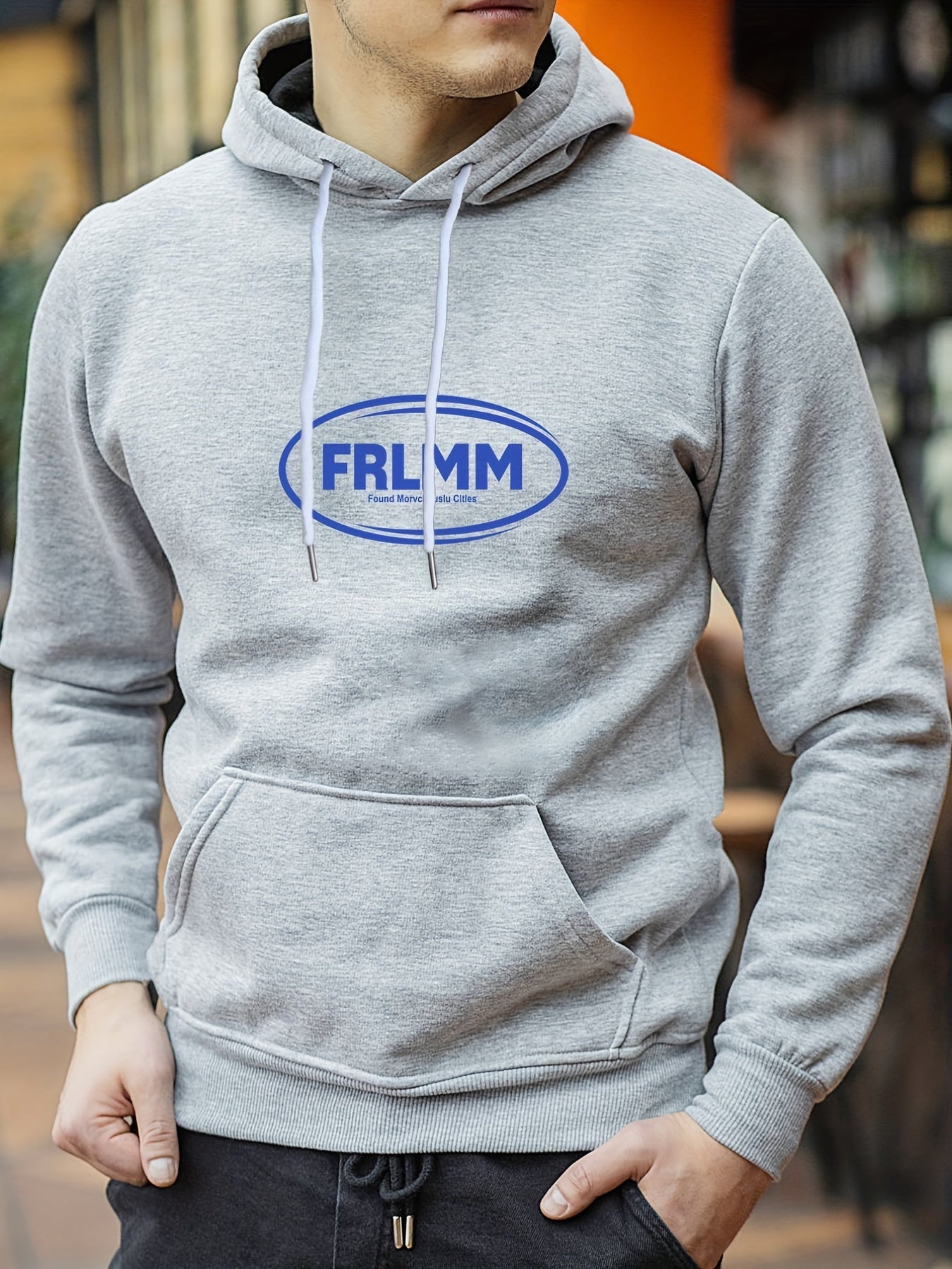 Men's Letter Print Hoodie Casual Graphic Pullover Hooded Sweatshirt