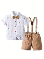 Baby Toddler Boy Formal Gentleman Suit Set Bowtie Pants Outfit