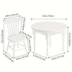 Wooden Mini House Dining Table & Chairs Dollhouse Kitchen Furniture